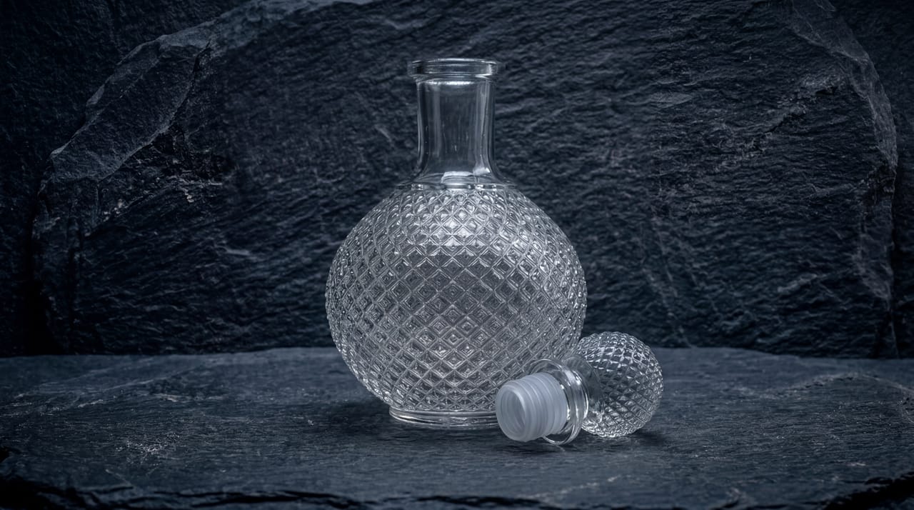 Diamond Quilted Decanter — 3D Product Render still 2
